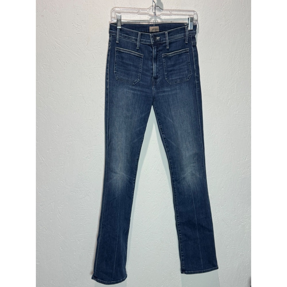 Mother The Patch Pocket Insider Sneak Jeans Cave In Blue Flare 10797-104 Size 27